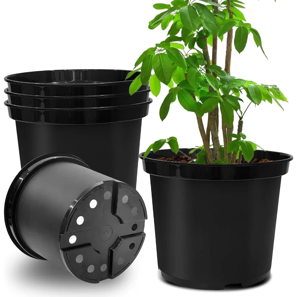 

5 Gallon 12 Inch Nursery Pots, Plant Containers with Drainage Holes, Round Sturdy Garden Planters for Indoor/Outdoor