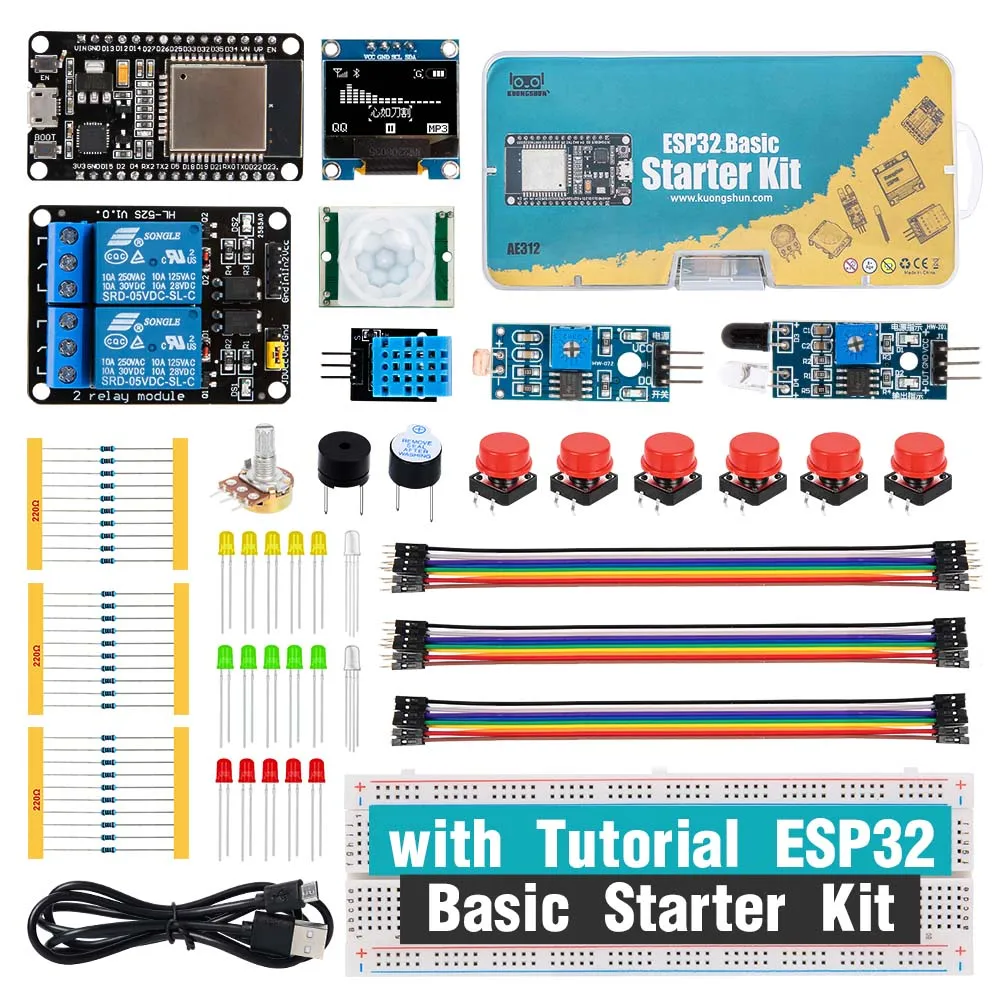 KUONGSHUN Starter Kit for ESP32 ESP-32S WIFI I OT Development Board Learning Kit Other Educational Toy for Arduino