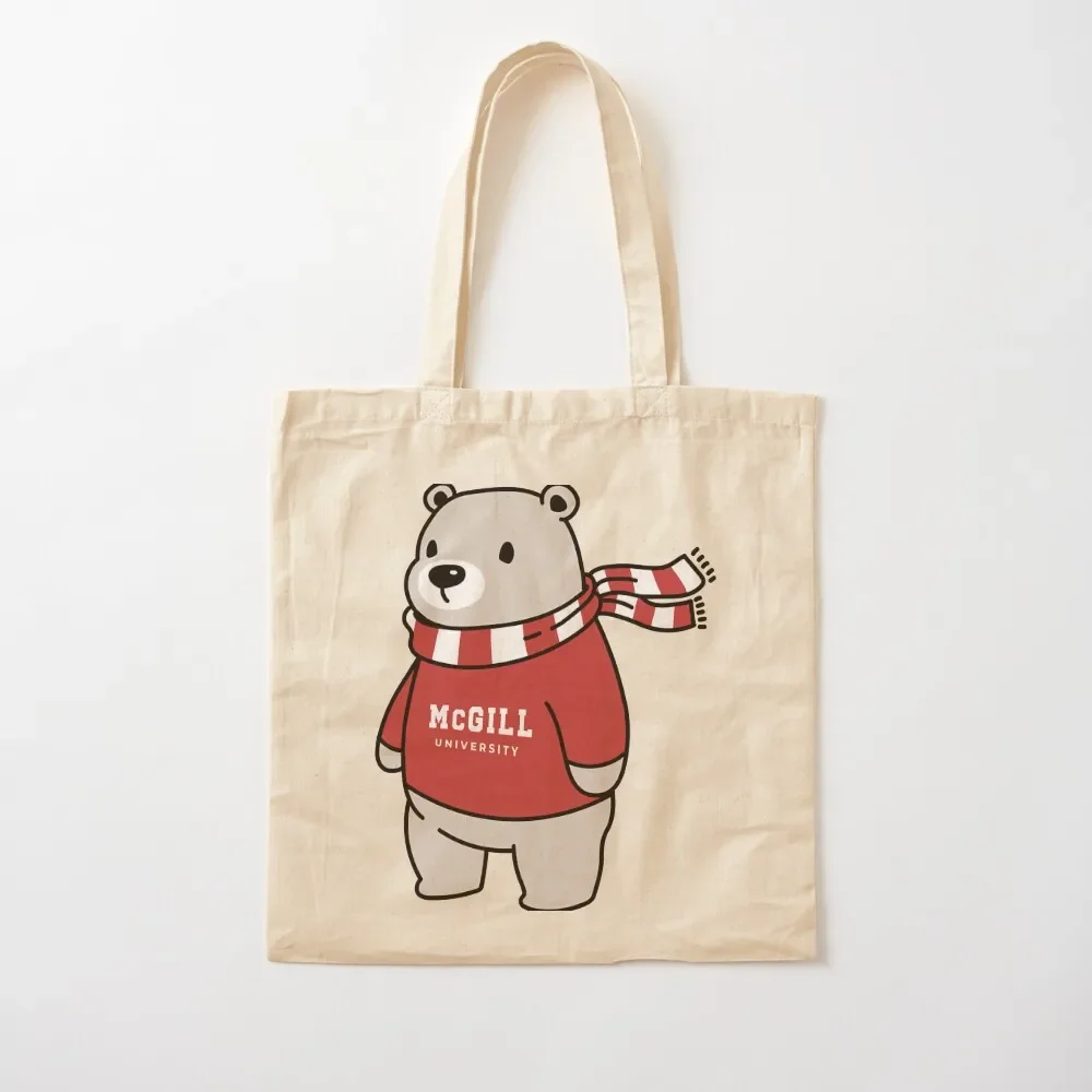 

McGill University Bear With Sweater, marty, mcgill university logo, canadian university, martlet, french - james mcgill Tote Bag