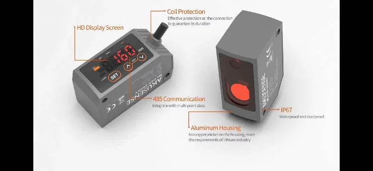 

2026 AKUSENSE Sensor High Quality Laser Displacement Sensor Triangle Measurement 120mm IP67 Aluminum 12-24V DC MLD25