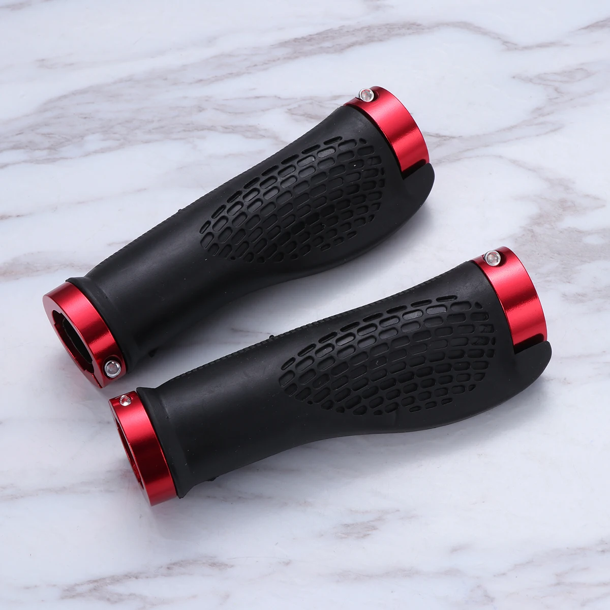 

1Pair Ergonomic ShockAbsorbing Bike Grips Handlebar Lockable Mountain Bicycles Accessories Honeycomb Design Red