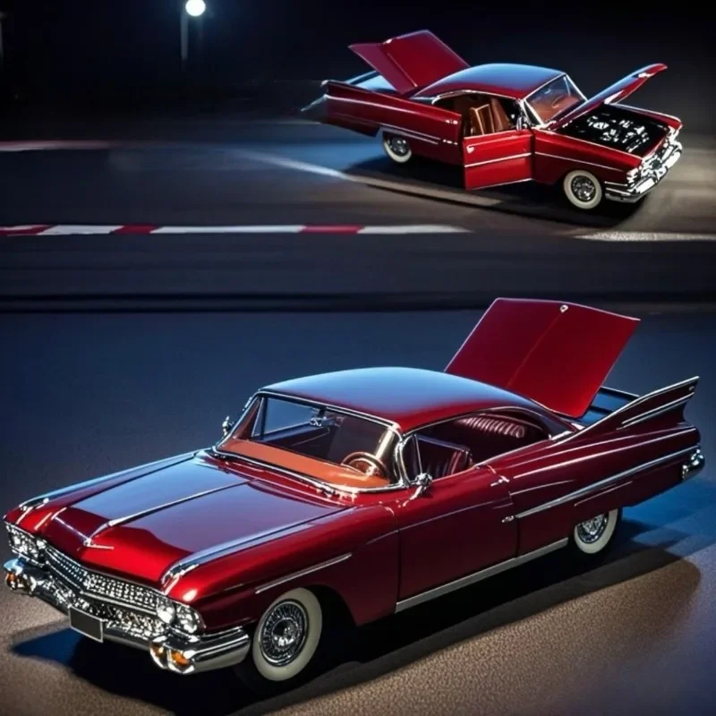 Modelo de coche de aleación con luz de sonido, juguete fundido a presión, regalo de cumpleaños, vehículos de decoración para el hogar, escala 1/32, serie Eldorado Biarritz, niños y niños