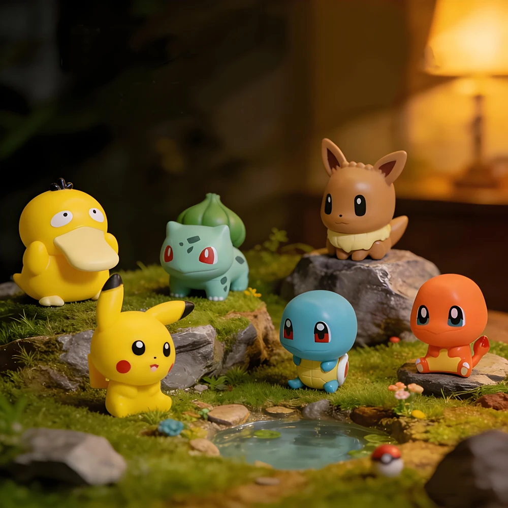 

NEW 6Pcs/Set Pokemon Mini Anime Figures Pikachu Bulbasaur Munchlax Charmander Model Ornament Toy Gift