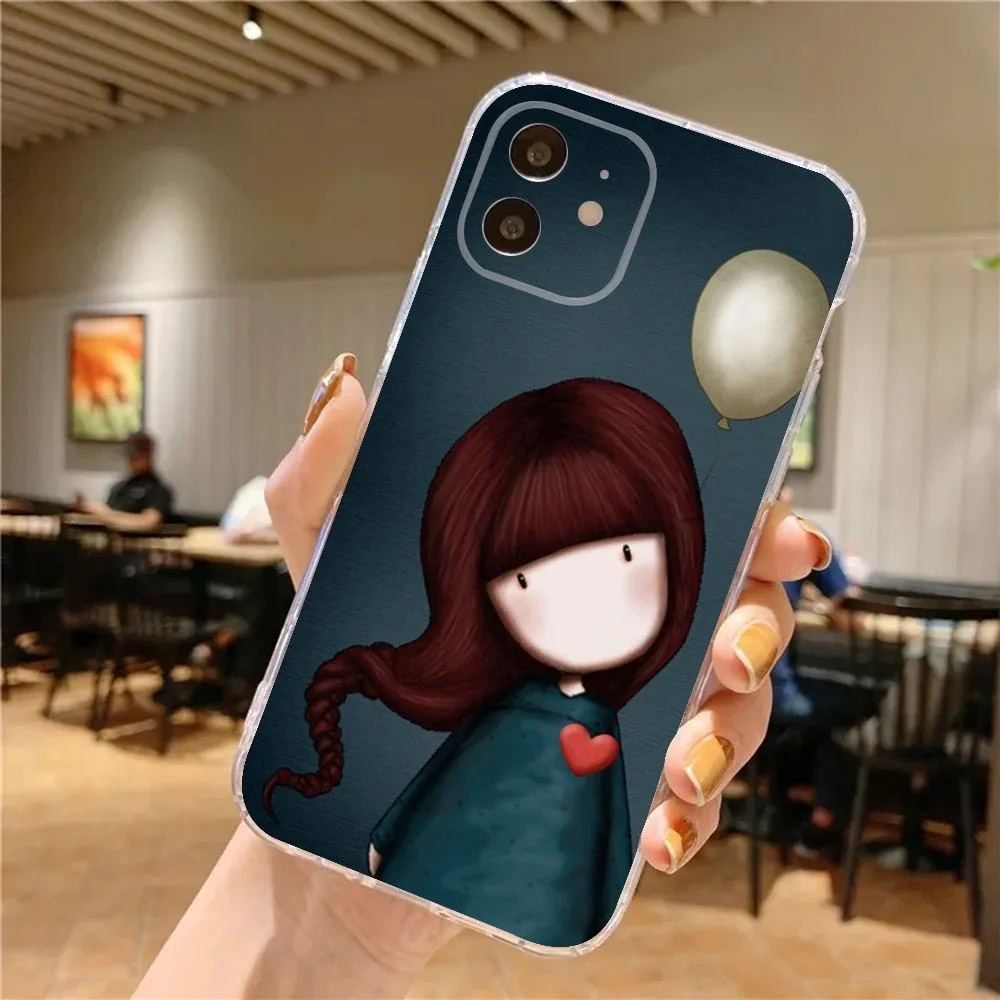 S-Santoro G-Gorjuss Cute Girl Phone Case For iPhone 15,14,13,12,11 Plus,Pro,Max,XR,XS,X,7,8 Plus,SE,Mini Transparent Silicone So