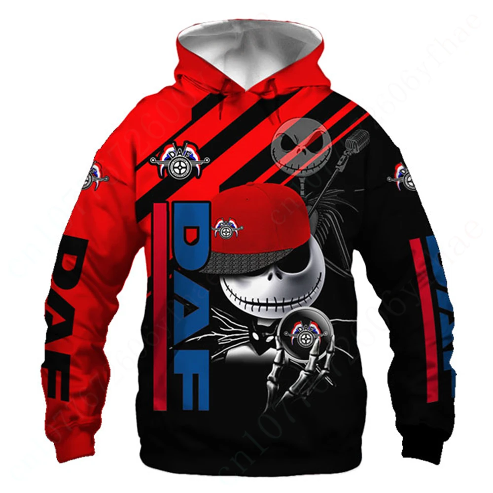 DAF sweter motif 3D Harajuku Anime Zip hoodie kasual untuk pria wanita uniseks pakaian esensial Pullover atasan