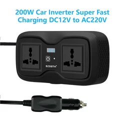 12V To 220V 200W Peak LED Display Sockets Power Inverter Car Power Inverter Adapter Converter With 3.6A Dual USB Type-C EU