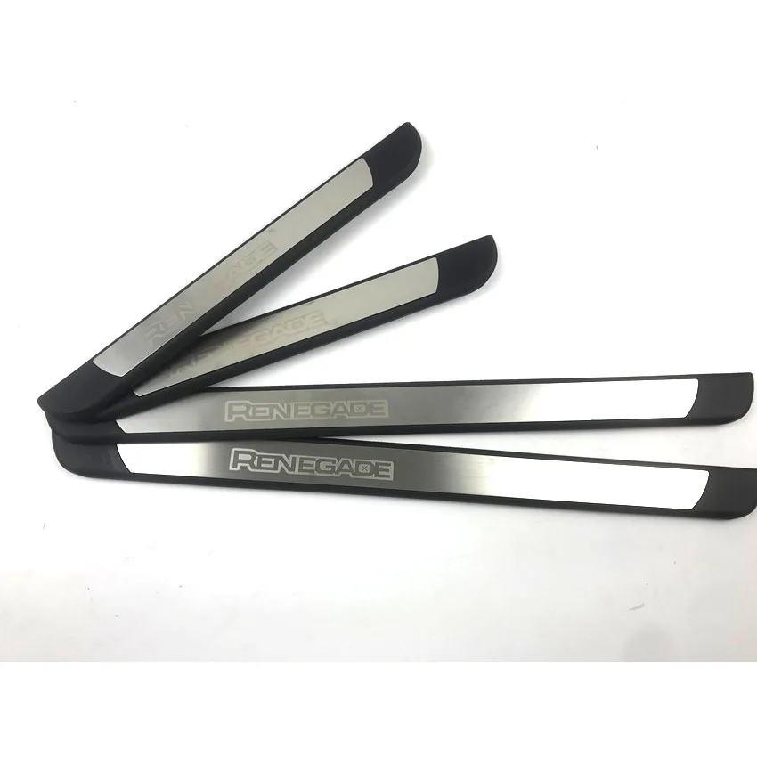 4PCS/SET ABS Plastic Stainless Steel For 2014-2020 JEEP Renegade Auto Car Door Sill Pedals Scuff Plate Decoration Cover