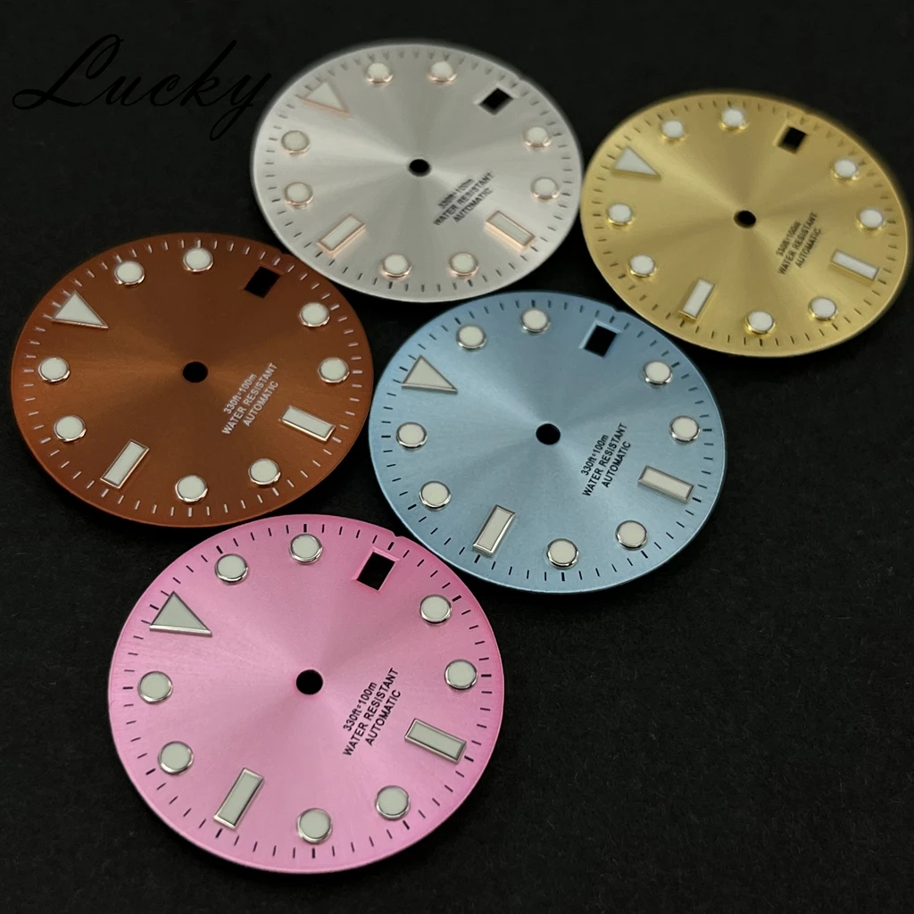 High Quality 28.5mm NH35 NH36 White Blue Green Black Yellow Watch Dial Luminous Watch face Fit NH35 Movement Replacement Parts