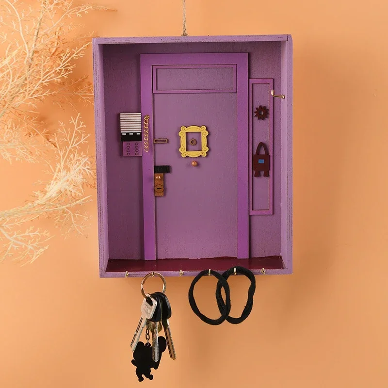 TV Friends Same Style Door Key Hook Shelf Purple Entry Door Monica\'s Door Frame Wall Organizer Decoration For TV Shows Lovers