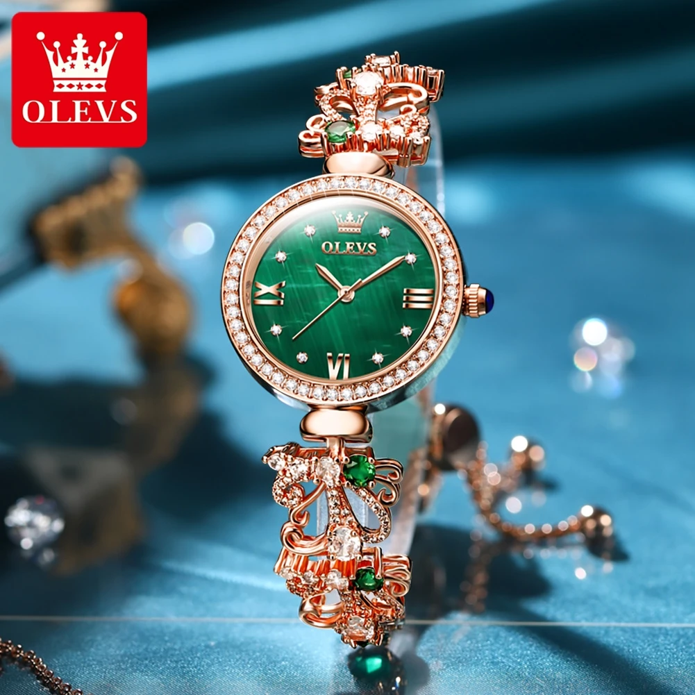 OLEVS nuovissimi orologi da donna Premium Luxury orologio da polso impermeabile orologio da polso al quarzo originale di moda intarsiato con diamanti