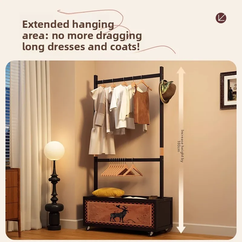 رف معطف العصور الوسطى، شماعة أرضية غرفة النوم، رف متحرك لوضع الملابس #3