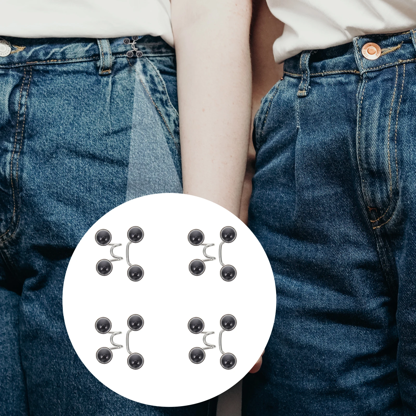 

4 set Adjustable Waist Buckle Simple Style Nail-Free Belt For Jeans Skirts Pants Collars Universal Removable Button Jeans