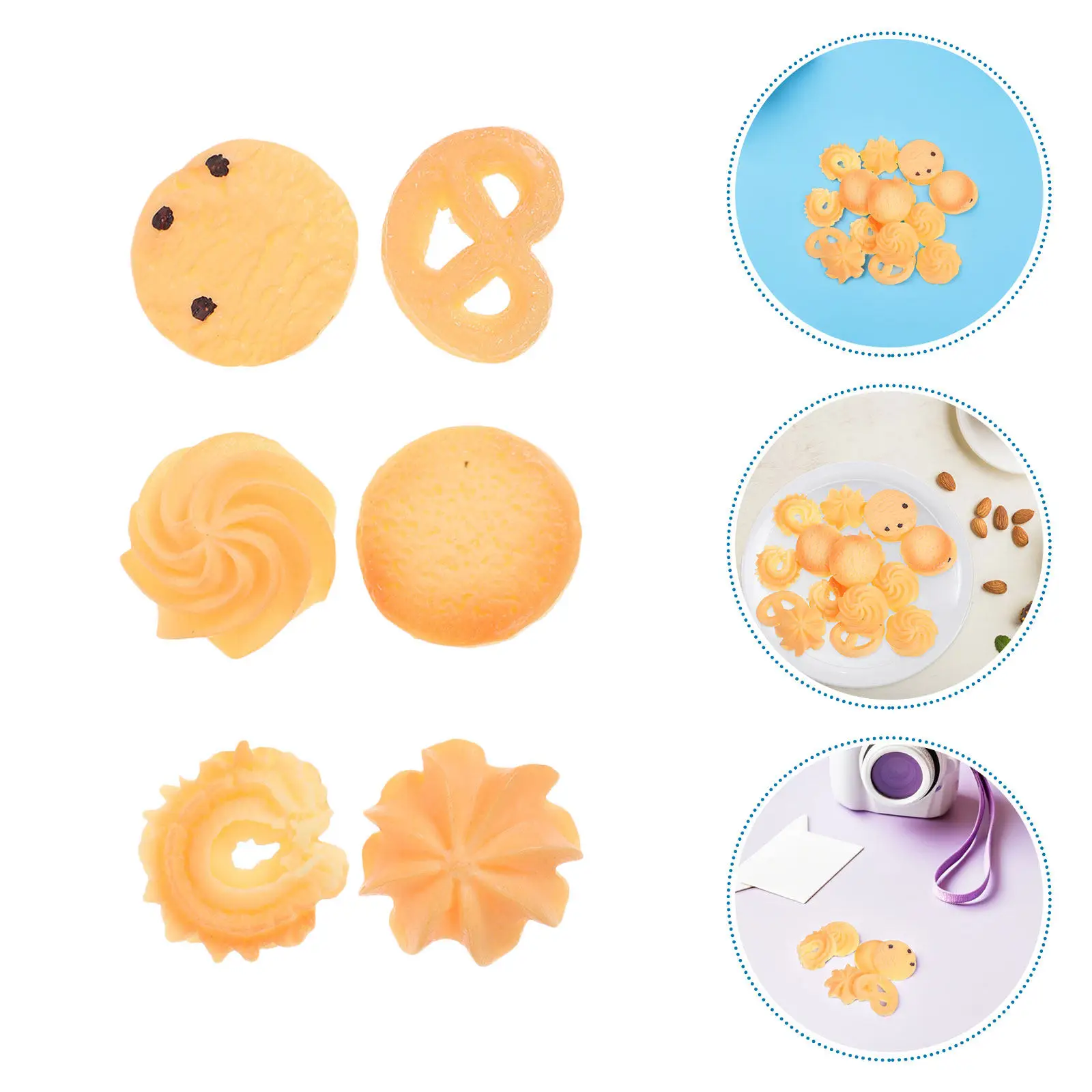 

30 шт. Премиальные реалистичные искусственные бисквиты из ПВХ для декораций, стилизации еды в соцсетях, мини-дисплеев, игровых кухонь и ролевых игр