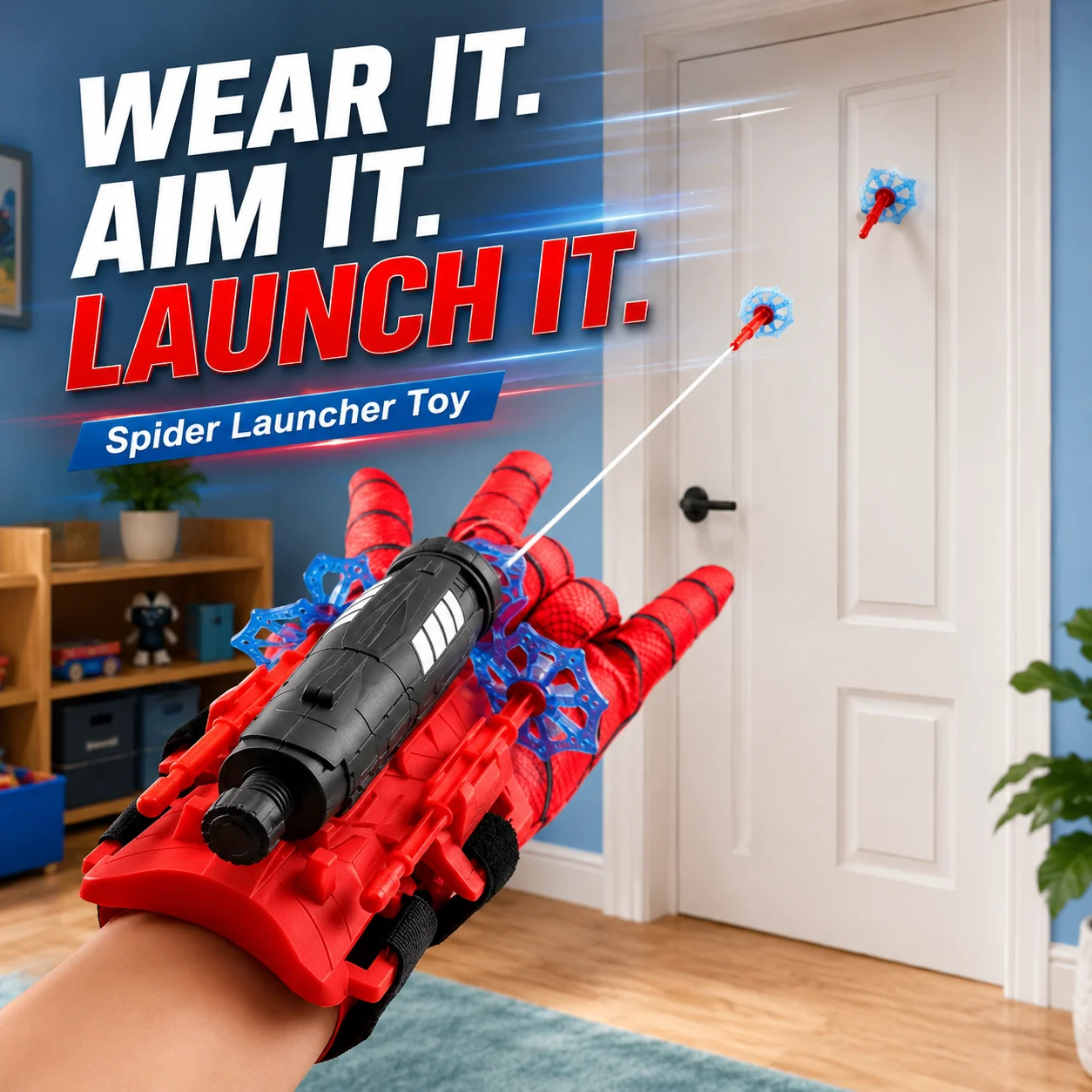 Spider Web Launch Gloves - Red and Blue Hero Toys, Suitable for Children and Adults, Fun Interactive Party Games, ABS Material