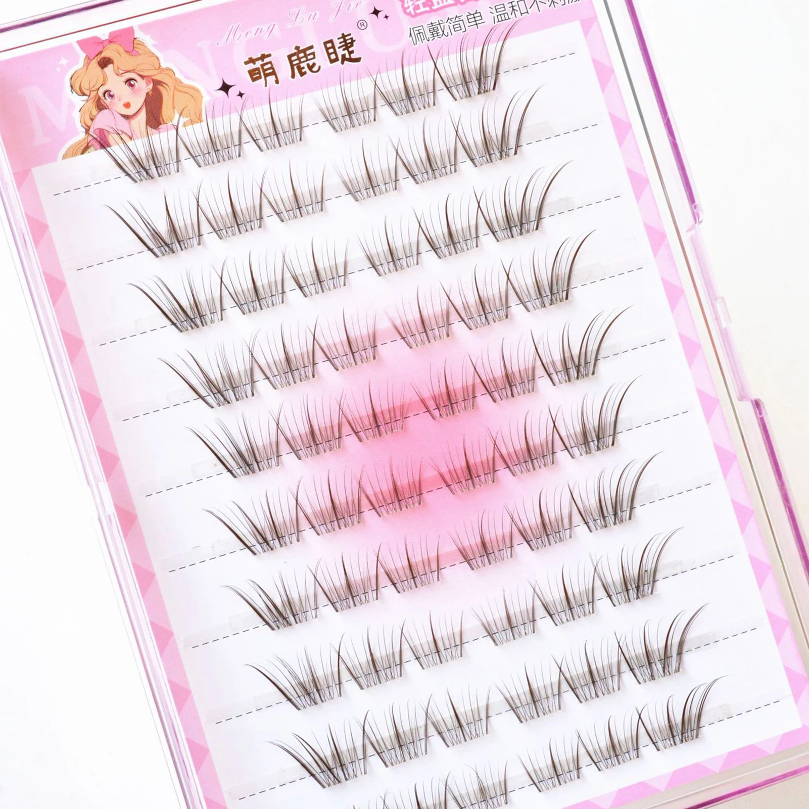Natural Brown False Eyelashes Extensions 9-13 Mixed Length Lightweight Design False Lashes for Daily Eyelash Makeup