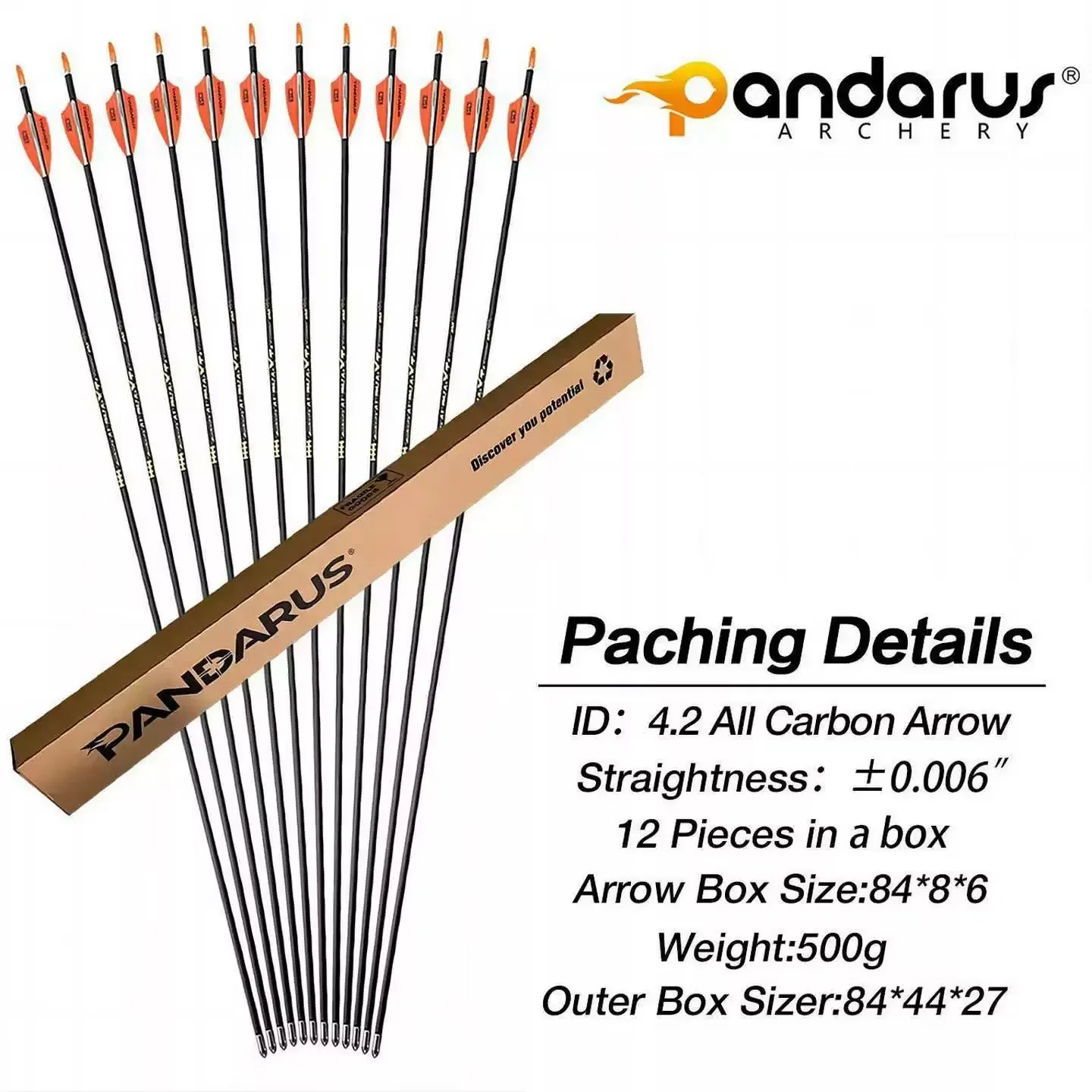 12 flechas PANDARUS ID4.2mm 30 - Arrow Carbon Shaft reseña y precio
