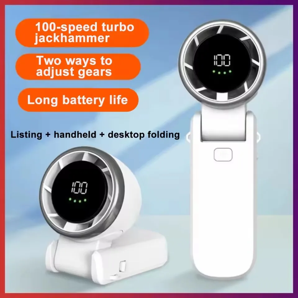 2025 novo pendurado pescoço ao ar livre 180 graus dobrável desktop mini ventilador de mão dobrável de alta velocidade poderoso turbo ventilador