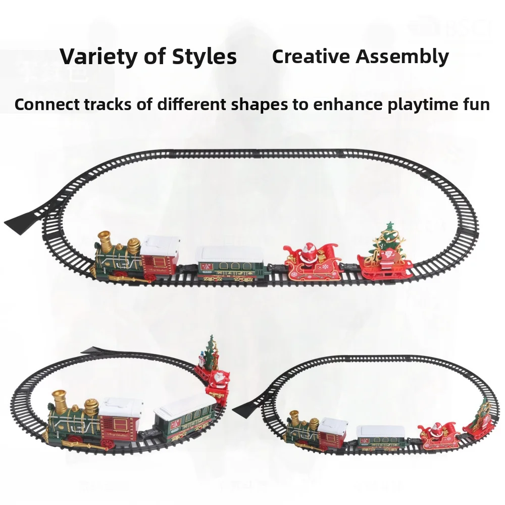 Christmas Train Children's Toy Gift Retro Electric Track Train with Light And Music for Kids 4-6 Years Old Plastic Interactive