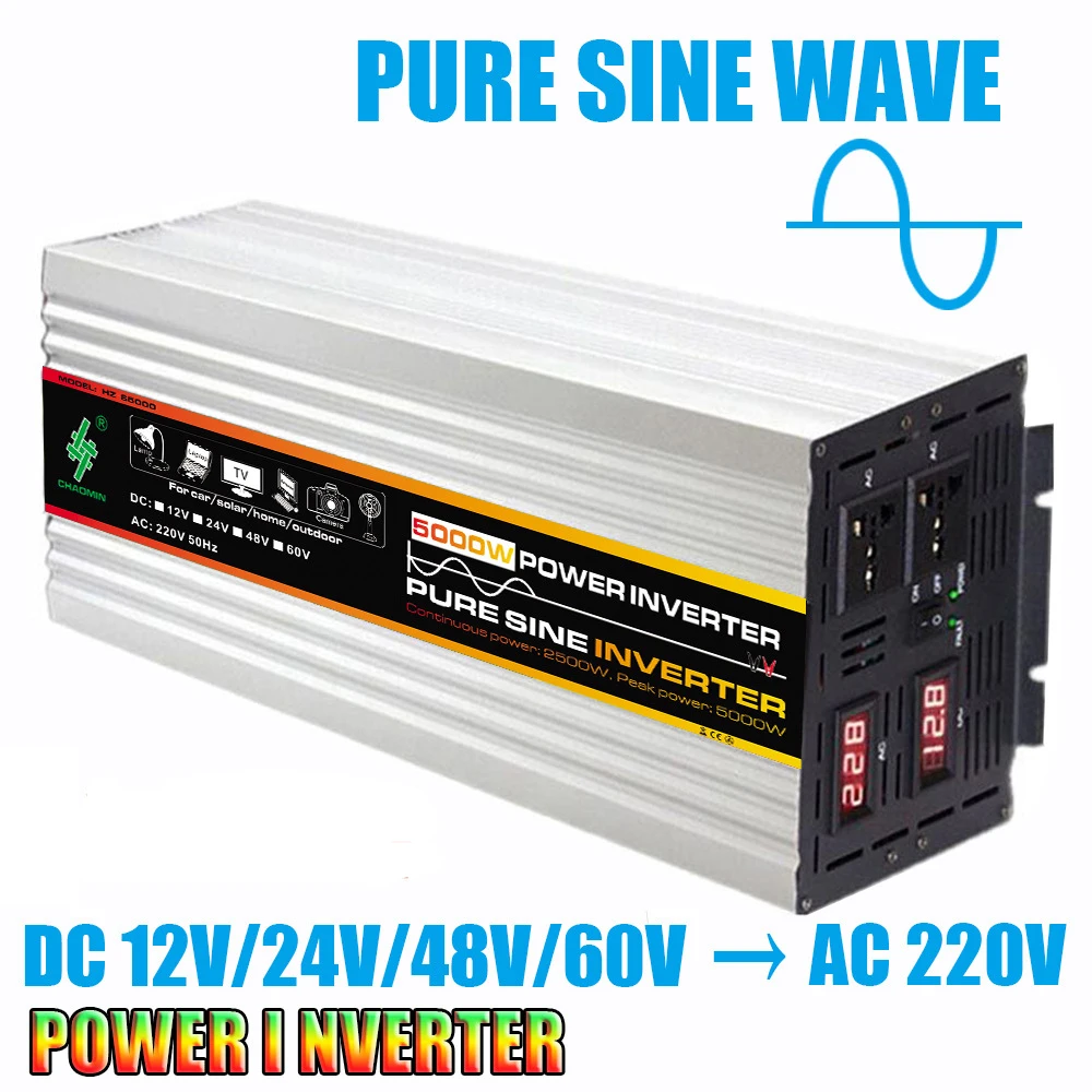 YINGFA For USA Canada Japan Rated Output Power 2500W Peak 5000W DC 12V 24V To AC 110V Pure Sine Wave Power Inverters For Camping