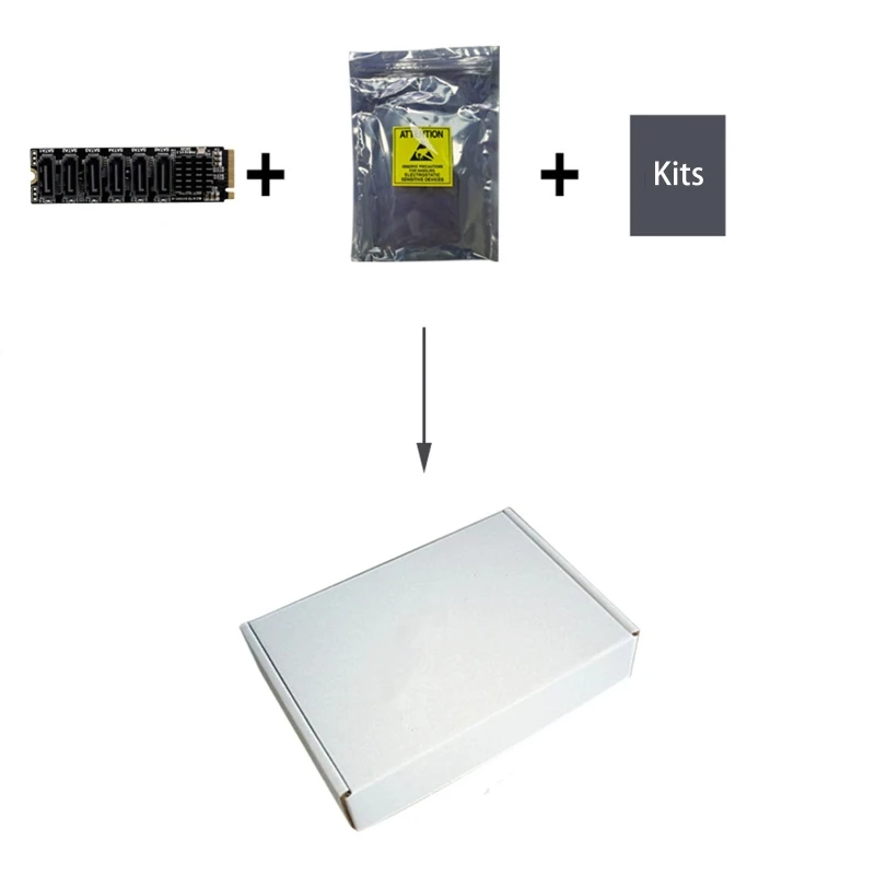 6-Port M.2 PCIE Riser Card M2 NVME To Sata3.0 Expansion Card ASM1166 6 GB/S