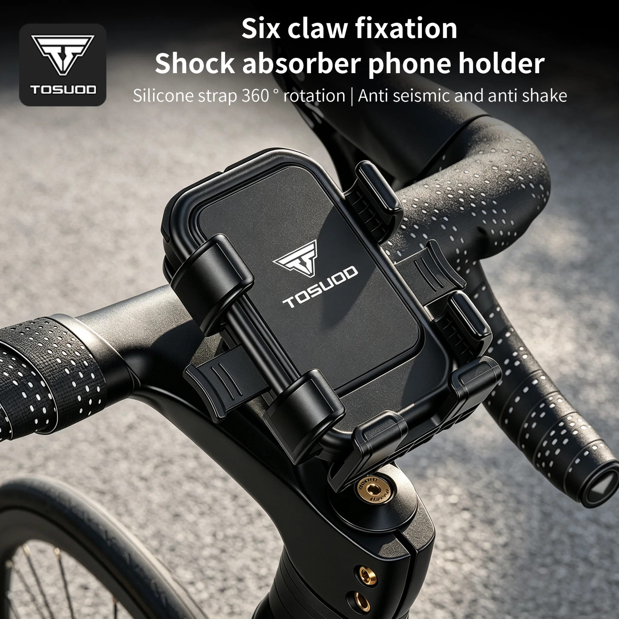 TOSUOD Bike Phone Holder Mountain Bike Riding Shock Absorption Anti-Shake Holder Bicycle Navigation Phone Cycling Gear