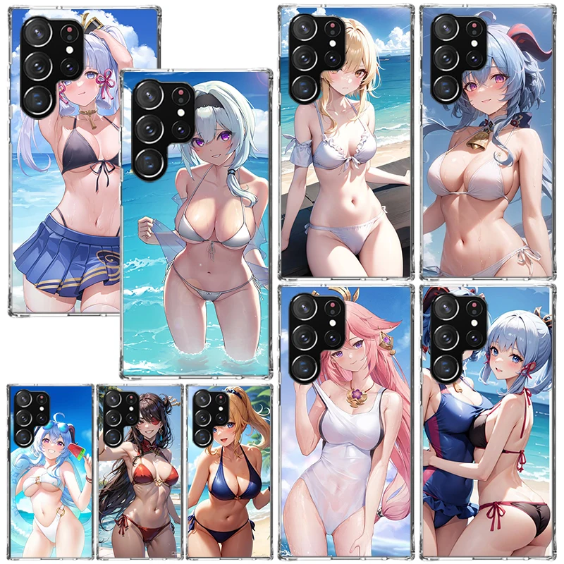 Genshin Impact Hentai Sexy Girl Phone Case For Samsung Galaxy S24 S23 S22 S21 Fe S20 Ultra S10 S9 + S8 Plus S10E Art Fundas Back