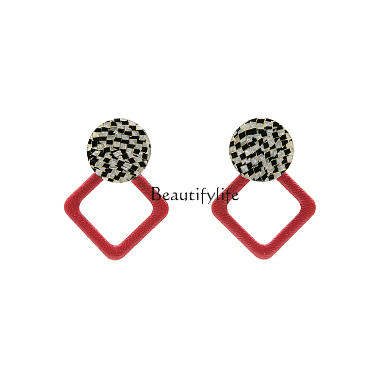 

Pu Prismatic Geometric Ear Studs, All-Match Earrings, Unique Fashion, Korean Style, New