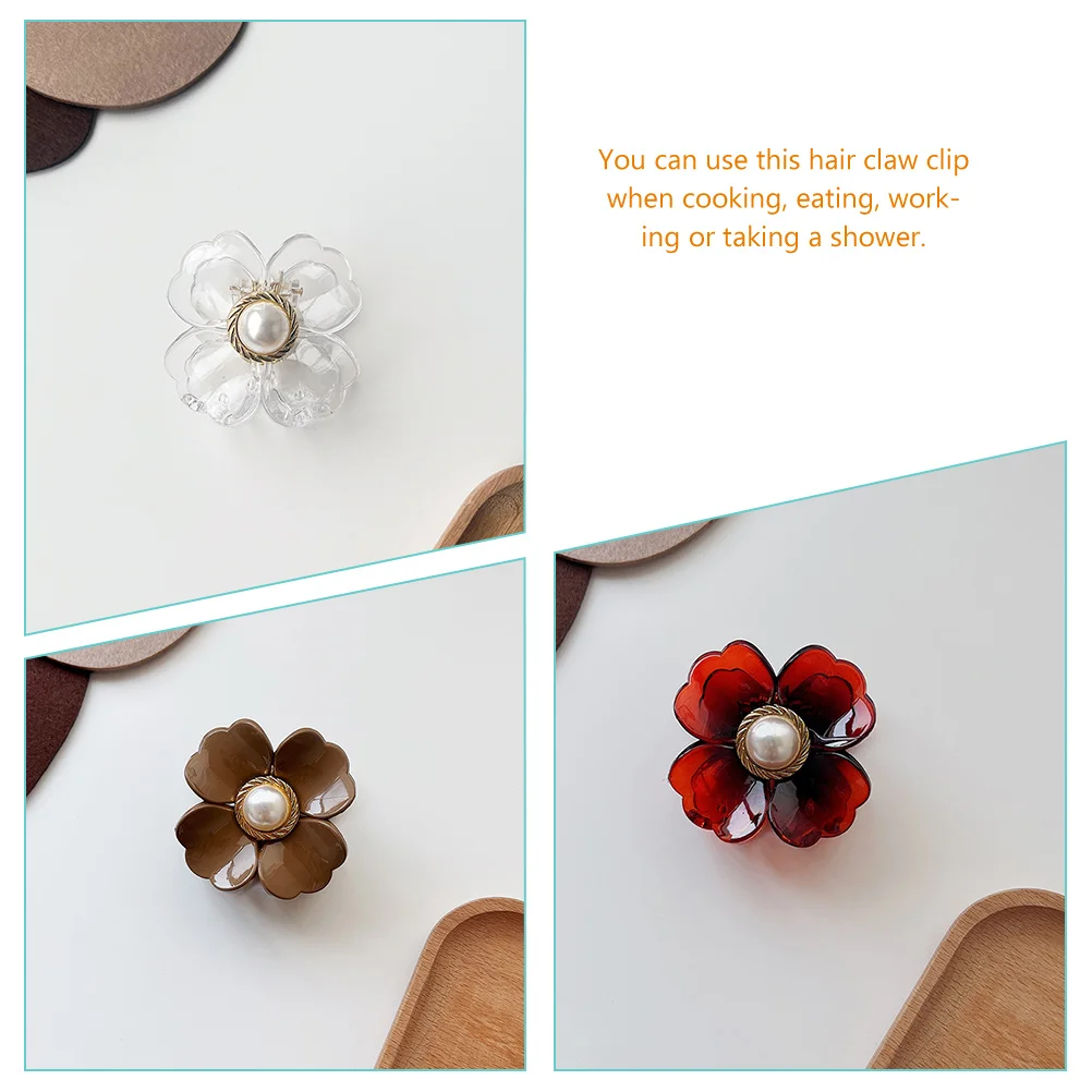 

6pcs Acrylic Alloy Hair Clips Claw Shark Small Non Slip Barrette Dried Flowers Water Drop For Women Girls Thick Short Hair