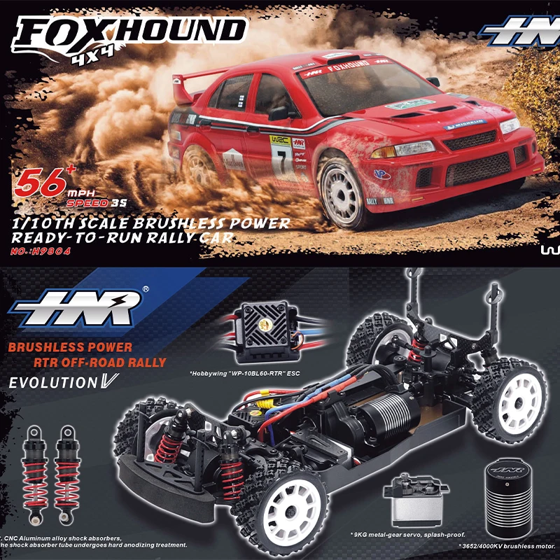 HNR H9804 FOXHOUND 1/10 Brushless 4WD RC Racing Drift Vehicle 90KM/H+ High-Speed Performance, Dominate the Track/Drift!