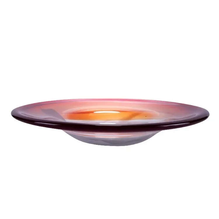 Plato de fruta esmaltado de arte minimalista moderno, decoración de vidrio para el hogar, adorno creativo exquisito de alta gama para mesa de comedor para el hogar