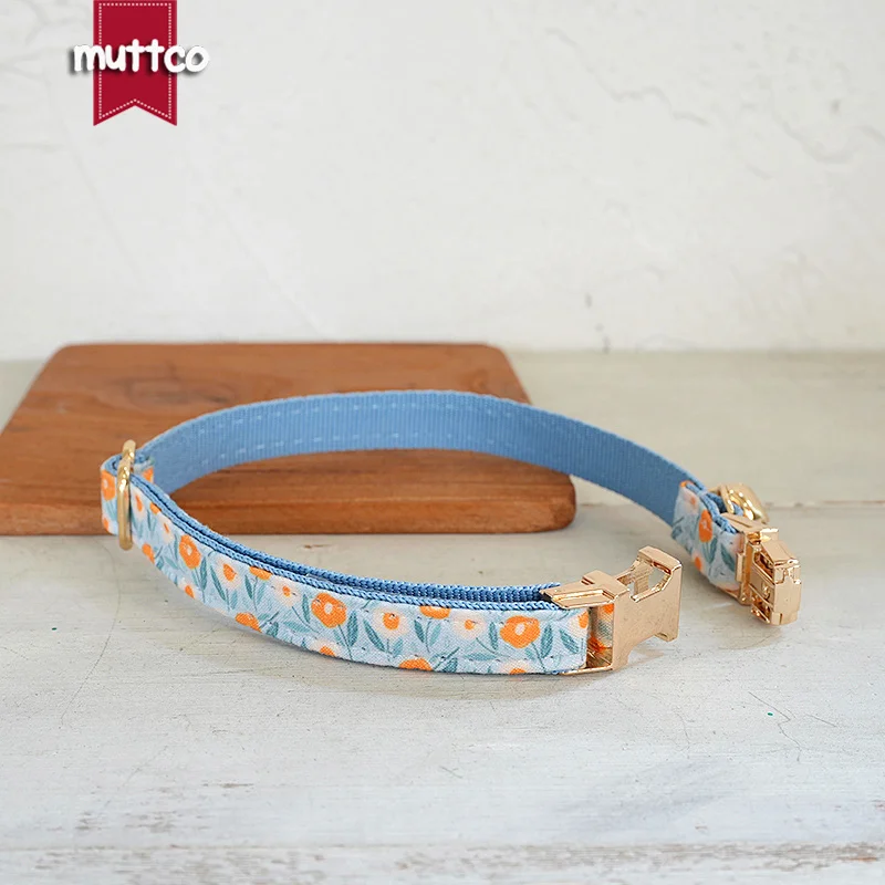 MUTTCO Retail Engraved Beautiful Flower Pattern Design Handmade SKY SUN FLOWERS collar Unique Design Cat collar 2 size UCC153