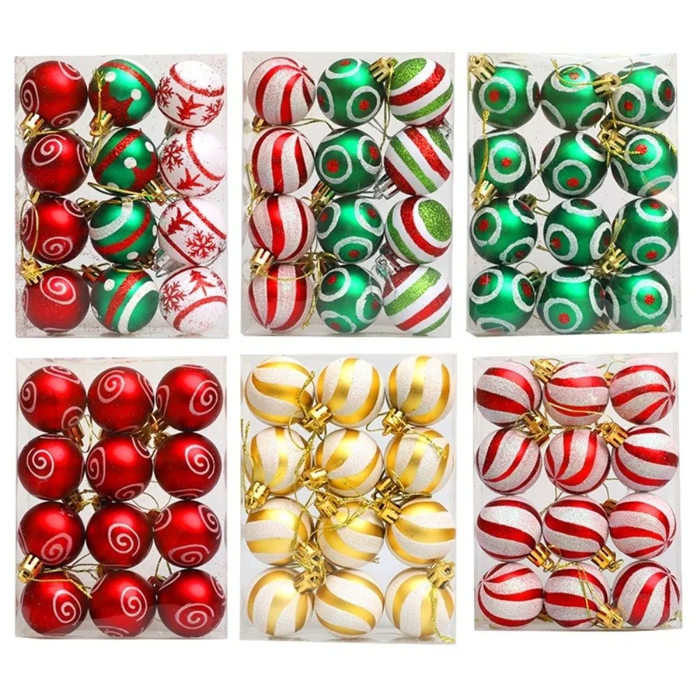 

4/6cm Painted Christmas Ball Electroplated Colorful Christmas Hanging Ball Plastic Shatterproof Xmas Tree Decoration