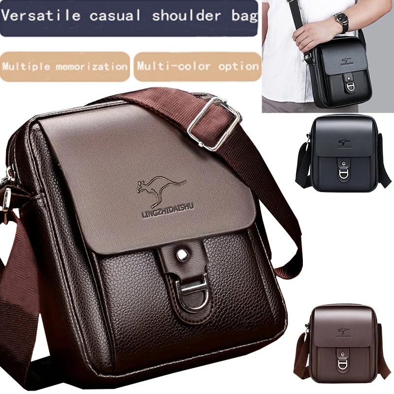 Neutral Style Men's and Women's Business Single Shoulder Bag, Made of PU Material, Suitable for Travel.