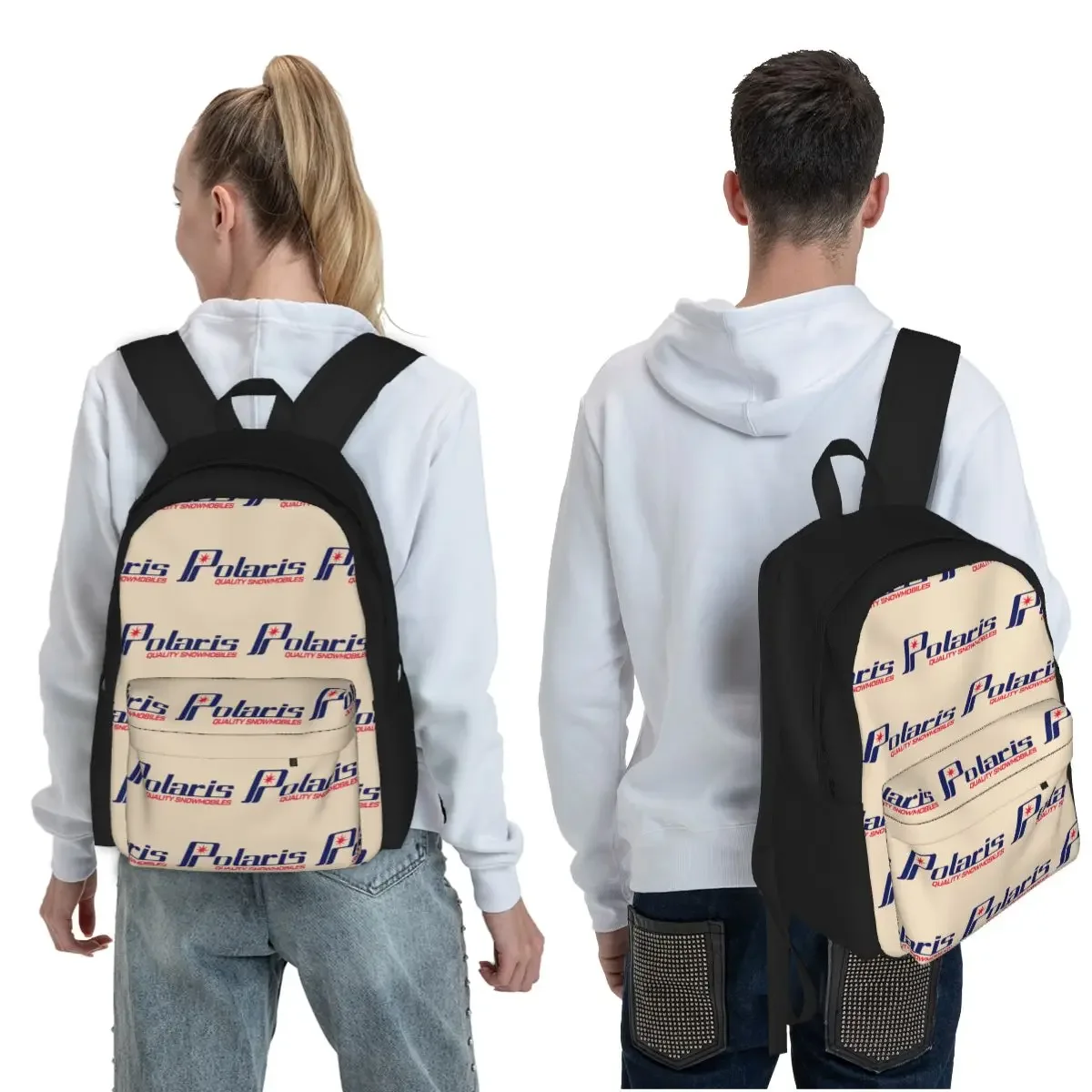 Vintage Polaris Snowmobile Logo Student Backpack School Bag Hiking Travel Daypack for Men Women Fashion Bookbag Shoulder Bags