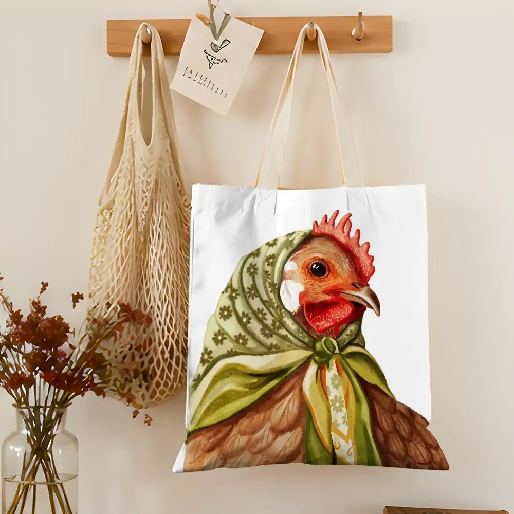 Animal anthropomorphism Storage Bags Double-Sided Printed Canvas Tote Bag Eco-Friendly Reusable Large Capacity Handbag