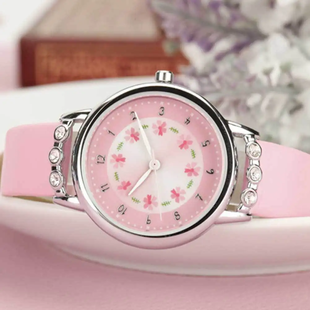Waterproof Quartz Watch Adjustable Strap Cute Cartoon Design Pink Wristwatch For Fashion Durable Timepiece