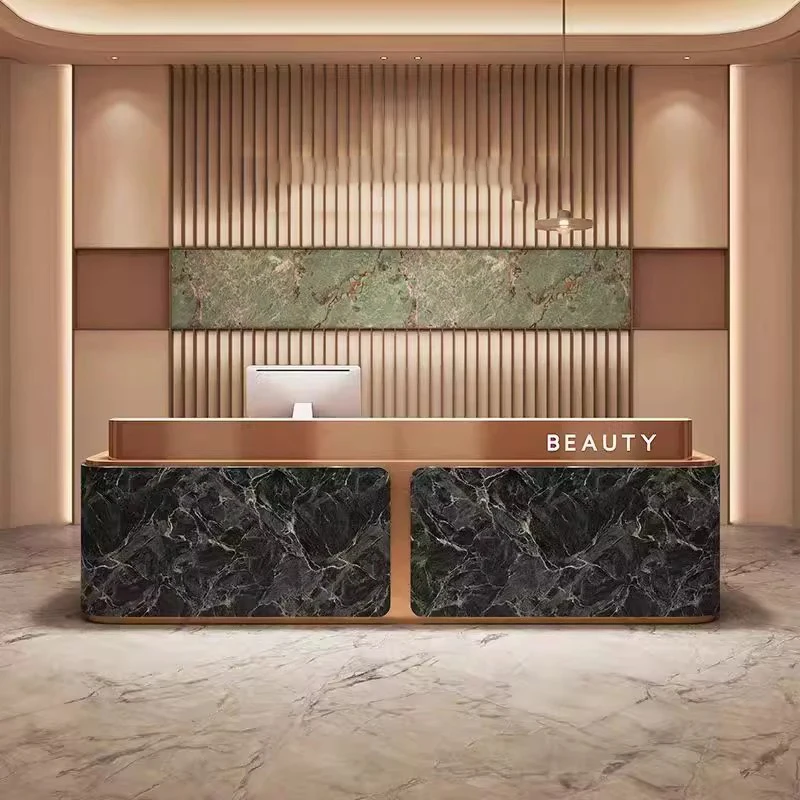 Banchi reception moderni marroni Cassetto portaoggetti dal design economico Banchi reception bianchi alti Best Long Empfangs Tresen Mobili per ufficio