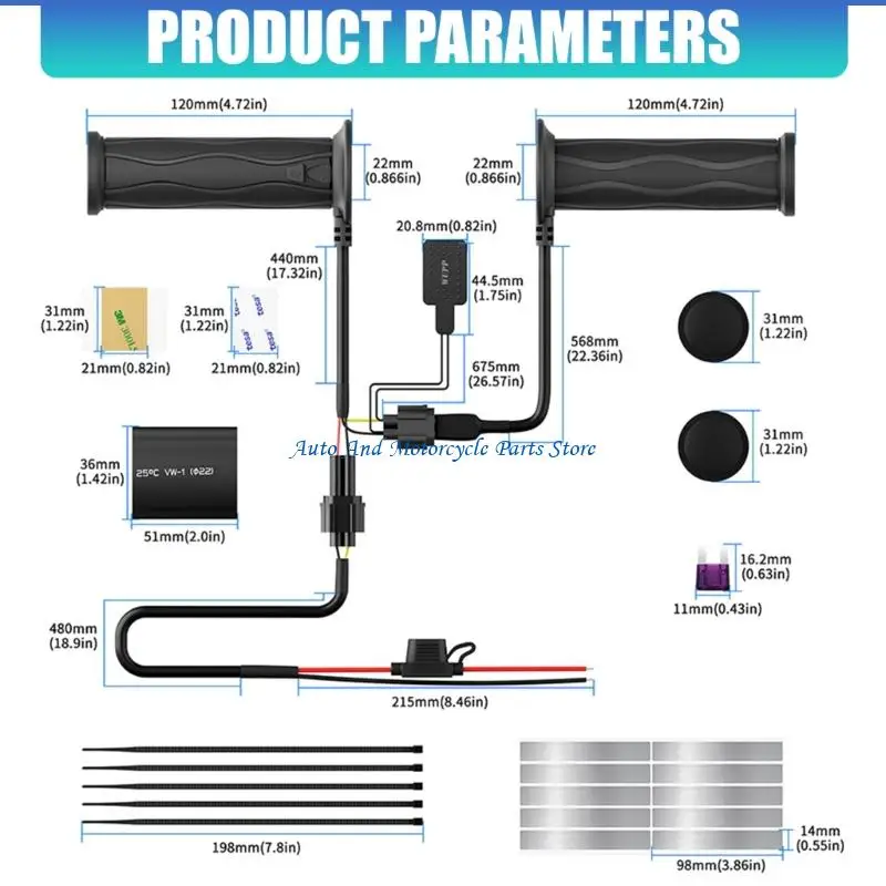 P9FD 12-V-Silikon-beheizte Handgriffe für Motorräder mit 5-Stufen-Speicherfunktion und wasserdichter IP67-Konstruktion, 2er-Pack – Detail 6