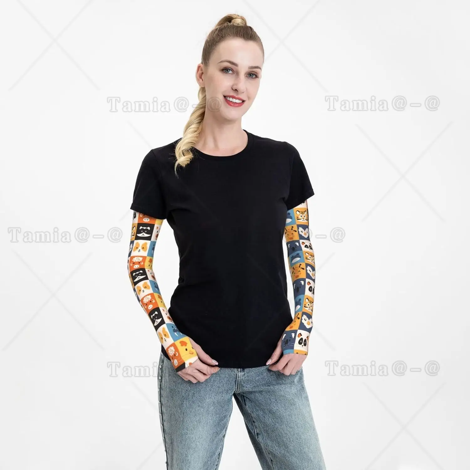 Animals Shooter Sleeves for Women Cute Sun Cooling Arm Sleeves Cute Animal Arm Cover