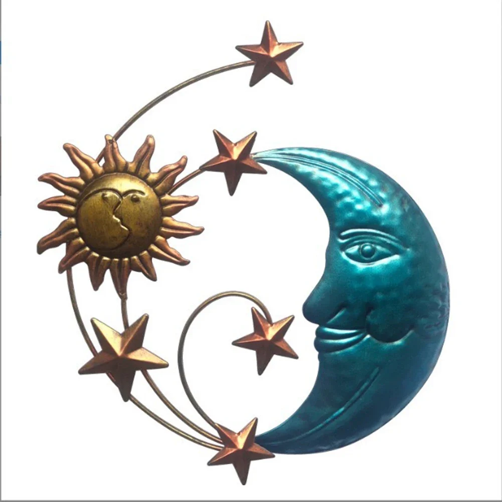 

Modern Wall Hanging Sun Moon Star Decor Iron Minimalist Ornament Sculpture Creative For Backyard Decoration