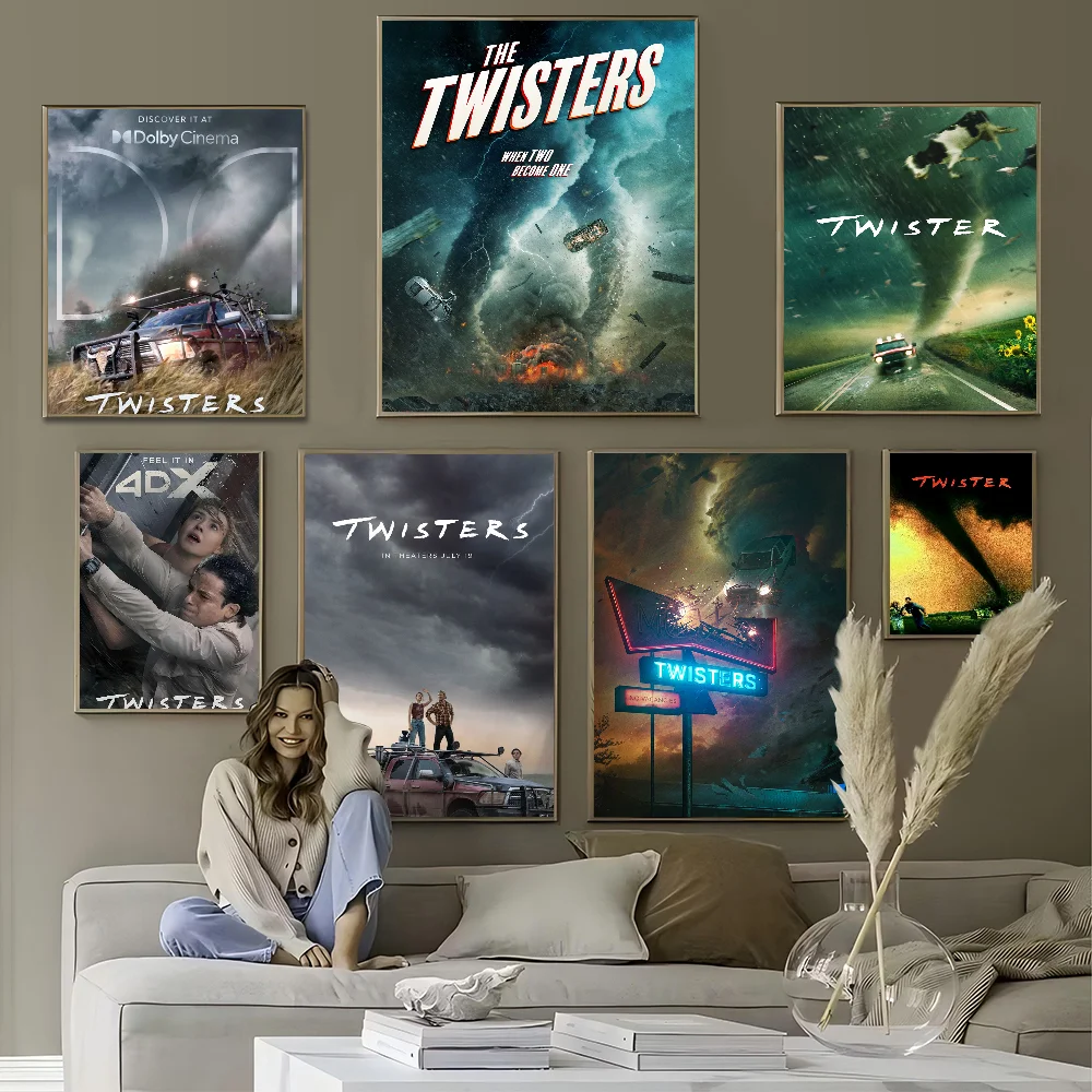 

Twisters 2024 New Movie Anime Posters Sticky Waterproof Paper Sticker Coffee House Bar Kawaii Room Decor