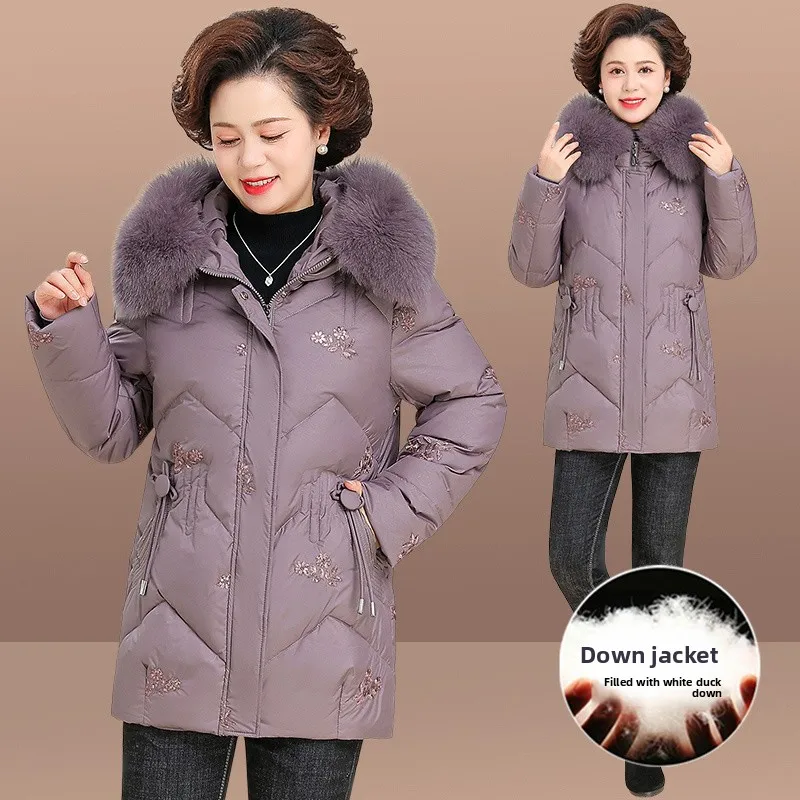 

Модная зимняя пуховая куртка для женщин среднего возраста, утепленное флисовое женское пальто, хлопковая стеганая верхняя одежда