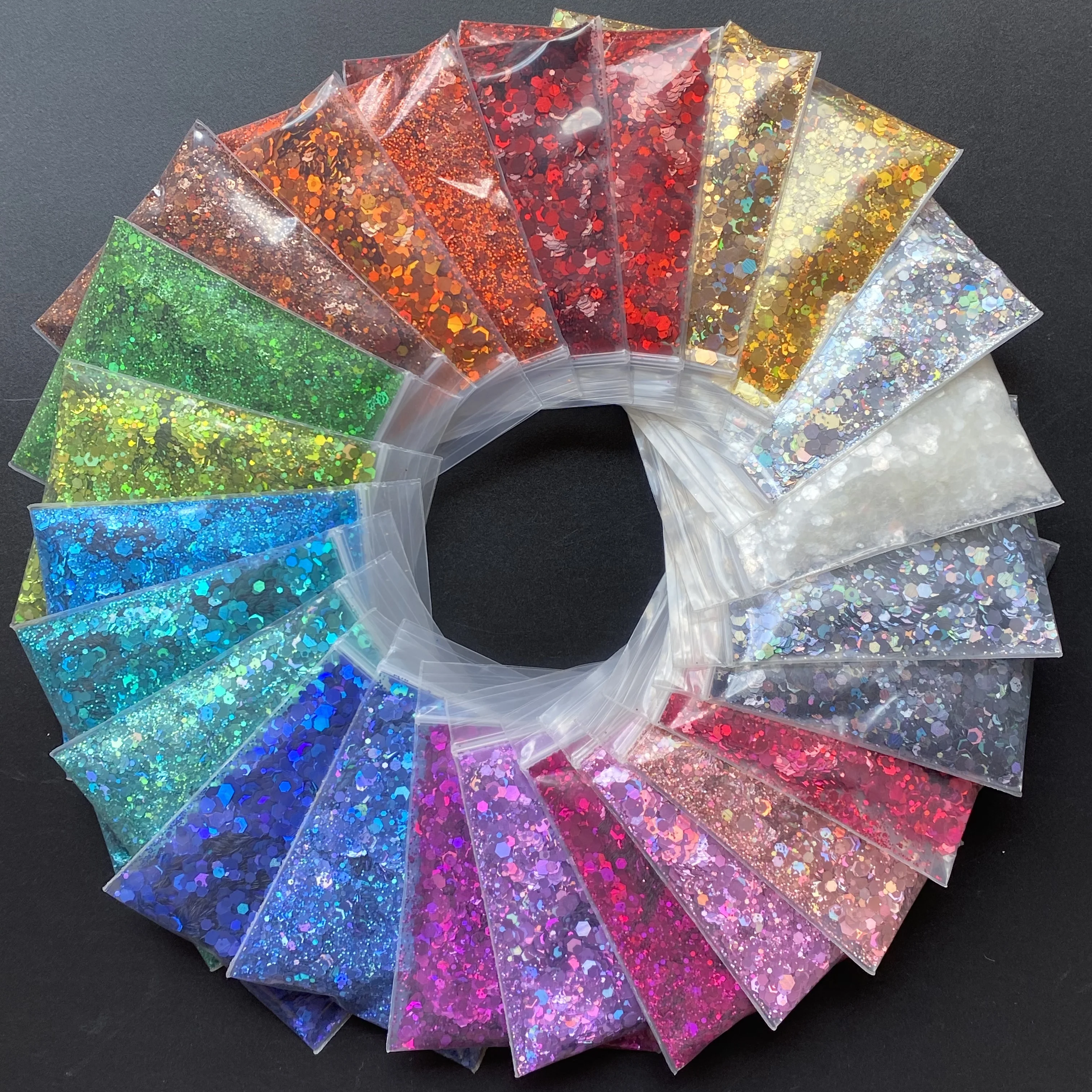 24 Beutel/Set holo graphisch lose klobige Glitzer mischung Polyester Farb verschiebung Nagel Handwerk Glitter 240g