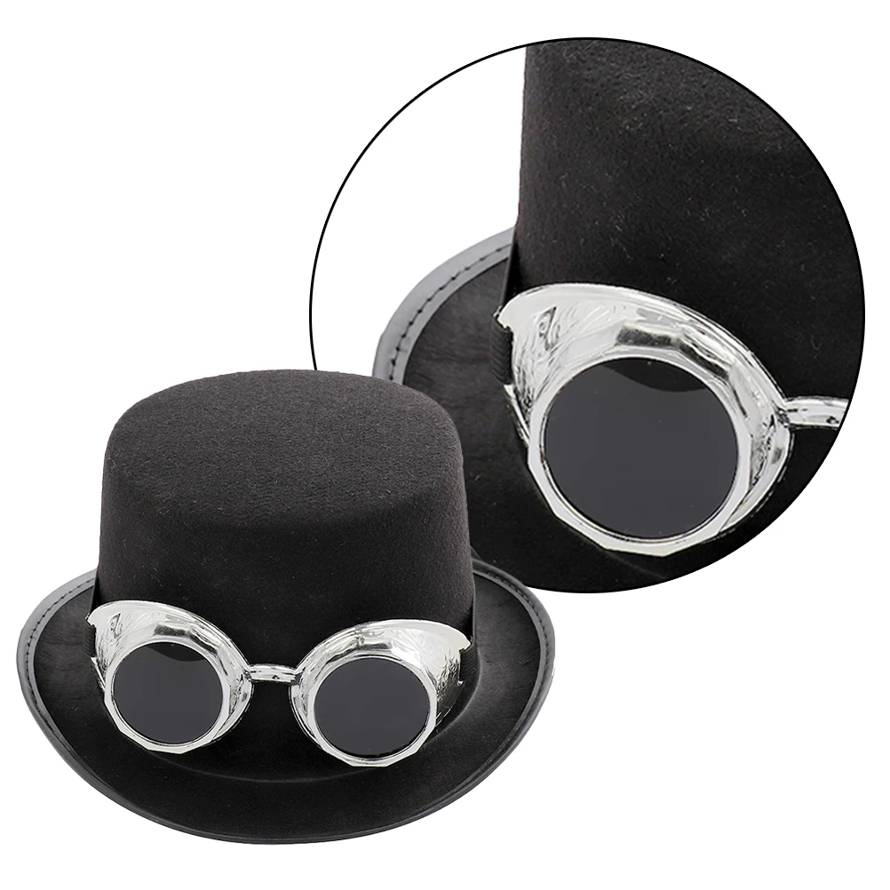 

Vintage Steampunk Gothic Hat Cosplay Punk Costume Masquerade Carnival Halloween Renaissance Fair Adult Men Women Silver Goggle