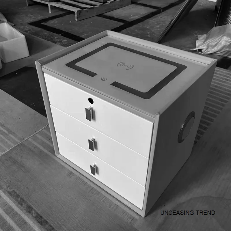 Smart Bedside Table Bedroom Storage Cabinet Modern Wireless LED USB Charging White Multifunctional Nightstand Furniture