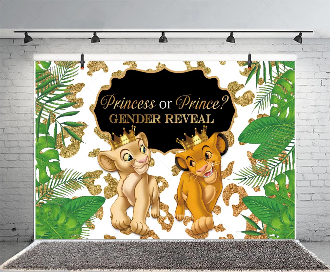 Disney Lion King Backdrop Gender Reveal Party Boy Or Girl Jungle Safari Happy Birthday Decora Background Kids 1st 2nd Birthday