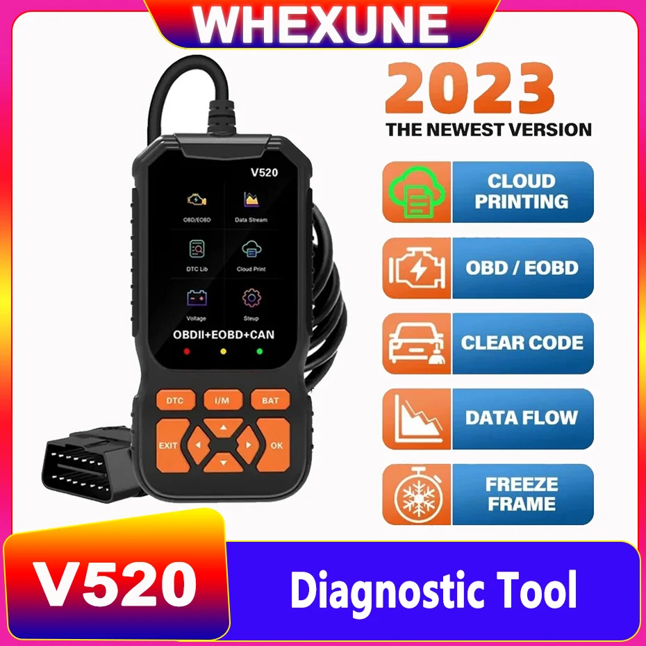 

V520 Universal OBD2 Scanner Diagnostic Auto Check Engine Fault Error Code Reader Battery Tester for Read Car Drop Shipping