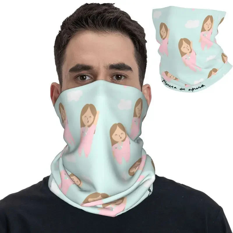 Cartoon Dames Verpleegster Bandana Nek Cover Bedrukte Verpleegster In Problemen Bivakmutsen Wrap Sjaal Multi-Use Sport Unisex Volwassen