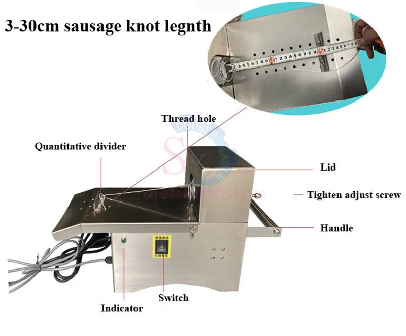 Mesin pengikat sosis, peralatan pengikat sosis otomatis elektrik sosis berputar Knotter