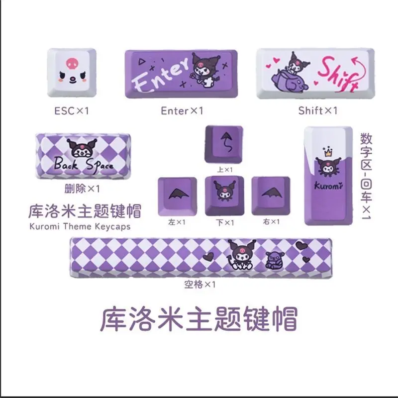 

10 pcs/Pack OEM Keycap Set - Hello Kitty Cinnamoroll Kuromi MX Stem Compatible Custom Keycaps for Mechanical Keyboard